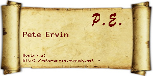 Pete Ervin névjegykártya